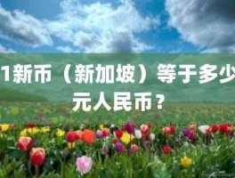 一人民币等于多少新加坡元，一新元换多少人民币怎么算出来的？