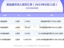 新加坡币种兑换人民币（新加坡人民币兑换新币）