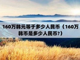150万韩元是多少人民币(150万韩元是多少人民币十年前的)
