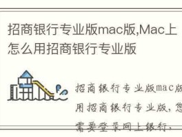 招商银行专业版，Mac上怎么用招商银行专业版？